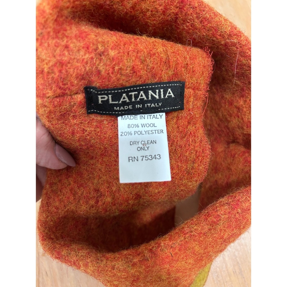 Platania Ear‎ Warmer Wool Blend Flower Headband Orange Green Boho Made in Italy